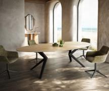 DELIFE Eetkamertafel Edge ovaal 280x130 keramiek Laminam® Sabbia eiken...