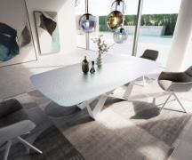 DELIFE Eetkamertafel Edge Boot 240x120 cm Reliefglas Parelmoer 3D-Desi...