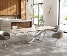 DELIFE Eettafel Edge 300x100 keramiek  Laminam® Travertino Bianco Crem...
