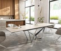 DELIFE Eettafel Edge 200-300x100 keramiek  Laminam® Travertino Bianco ...
