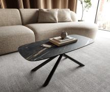 DELIFE Salontafel Edge Boot 100x50 cm keramiek Laminam® Noir Desir bru...