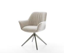 DELIFE Draaistoel Keila-Flex met armleuning geweven stof beige kruisfr...