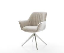 DELIFE Draaistoel Keila-Flex met armleuning geweven stof beige kruisfr...