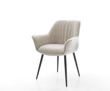 DELIFE Eetkamerstoel Keila-Flex met armleuning geweven stof beige 4-po...