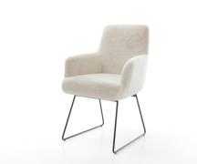 DELIFE Eetkamerstoel Heira-Flex met armleuning pluchen crème-wit slipf...