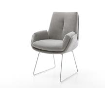 DELIFE Eetkamerstoel Clea-Flex zachte stof met structuur grijs slipfra...