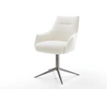 DELIFE Draaistoel Alja-Flex met armleuning bouclé zacht beige kruispoo...