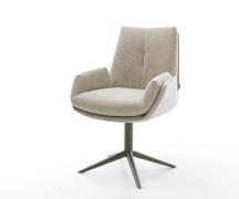 DELIFE Draaistoel Clea-Flex geweven stof beige kruispoot afwerking met...