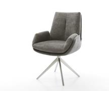 DELIFE Draaistoel Clea-Flex bouclé zacht mud kruisframe breed roestvri...