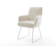 DELIFE Eetkamerstoel Heira-Flex met armleuning pluchen crème-wit slipf...