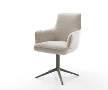 DELIFE Draaistoel Heira-Flex met armleuning geweven stof beige kruispo...