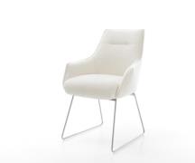 DELIFE Eetkamerstoel Alja-Flex met armleuning bouclé zacht beige slipf...