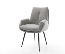 DELIFE Eetkamerstoel Clea-Flex zachte stof met structuur grijs 4-poot ...