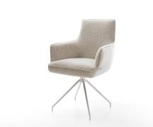 DELIFE Eetkamerstoel Heira-Flex met armleuning geweven stof beige krui...