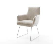 DELIFE Eetkamerstoel Heira-Flex met armleuning geweven stof beige slip...