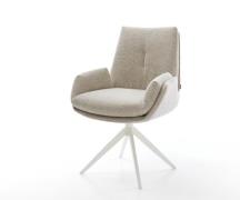 DELIFE Draaistoel Clea-Flex geweven stof beige kruisframe breed wit 36...