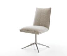 DELIFE Draaistoel Lelio-Flex geweven stof beige kruispoot roestvrij st...