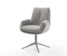 DELIFE Draaistoel Clea-Flex zachte stof met structuur grijs kruispoot ...