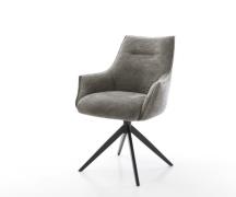 DELIFE Draaistoel Alja-Flex met armleuning bouclé zacht mud kruisframe...