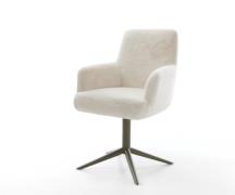 DELIFE Draaistoel Heira-Flex met armleuning pluchen crème-wit kruispoo...