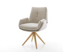 DELIFE Draaistoel Clea-Flex geweven stof beige houten frame hoekig nat...