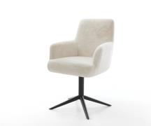 DELIFE Draaistoel Heira-Flex met armleuning pluchen crème-wit kruispoo...