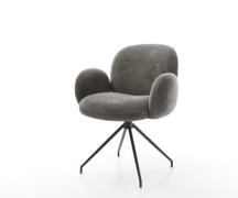 DELIFE Eetkamerstoel Nube-Flex met armleuning bouclé zacht mud kruisfr...