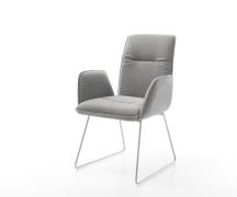 DELIFE Eetkamerstoel Vinja-Flex zachte stof met structuur grijs slipfr...