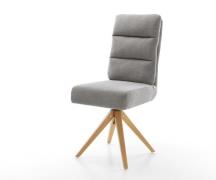 DELIFE Draaistoel Pela-Flex zachte stof met structuur grijs houten fra...