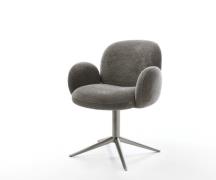 DELIFE Draaistoel Nube-Flex met armleuning bouclé zacht mud kruispoot ...