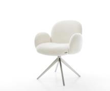 DELIFE Draaistoel Nube-Flex met armleuning bouclé zacht beige kruisfra...