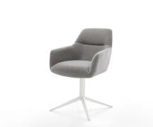 DELIFE Draaistoel Pejo-Flex zachte stof met structuur grijs kruispoot ...