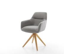 DELIFE Draaistoel Pejo-Flex zachte stof met structuur grijs houten fra...