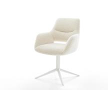 DELIFE Draaistoel Yago-Flex met armleuning teddy beige kruispoot wit 3...