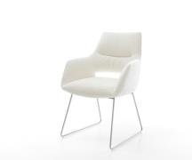 DELIFE Eetkamerstoel Yago-Flex met armleuning bouclé zacht beige slipf...