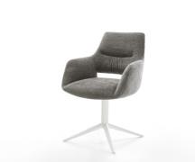 DELIFE Draaistoel Yago-Flex met armleuning bouclé zacht mud kruispoot ...