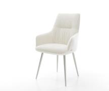 DELIFE Eetkamerstoel Zelia-Flex met armleuning bouclé zacht beige 4-po...