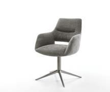 DELIFE Draaistoel Yago-Flex met armleuning bouclé zacht mud kruispoot ...