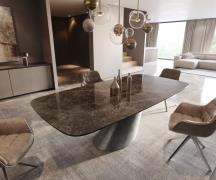 DELIFE Eettafel Edge Boot Keramiek Emperador Extra Lucidato Donkerbrui...