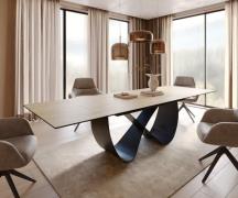 DELIFE Eetkamertafel Edge 200-300x100 cm Keramiek Laminam® Sabbia eike...