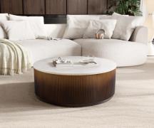 DELIFE Salontafel Fiorano 90x90 cm marmer wit metaal goud fusion afwer...