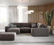 DELIFE Woonlandschap Lanzo 300x210 cm microvezel khakibruin met variab...