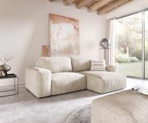 DELIFE Hoeksofa Lanzo 230x155 cm ribcord beige met variabele recamière...