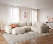 DELIFE Woonlandschap Lanzo 300x210 cm ribcord beige met variabele reca...