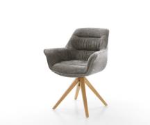 DELIFE Draaistoel Kaira-Flex bouclé zacht mud houten frame hoekig natu...