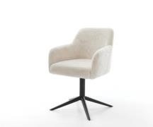 DELIFE Draaistoel Greg-Flex pluchen crème-wit kruispoot zwart 360° dra...