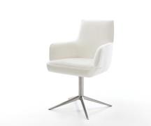 DELIFE Draaistoel Heira-Flex met armleuning bouclé zacht beige kruispo...