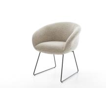 DELIFE Eetkamerstoel Vinka-Flex met armleuning geweven stof beige slip...