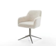 DELIFE Draaistoel Greg-Flex pluchen crème-wit kruispoot grafiet 360° d...