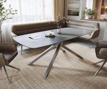 DELIFE Eettafel Edge boot 200x100 cm keramiek beton grijs kruisframe r...